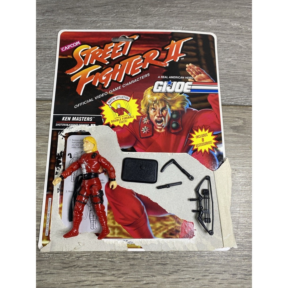 GI Joe 1993 Street Fighter Ken Masters Loose w File Card Almost Complete